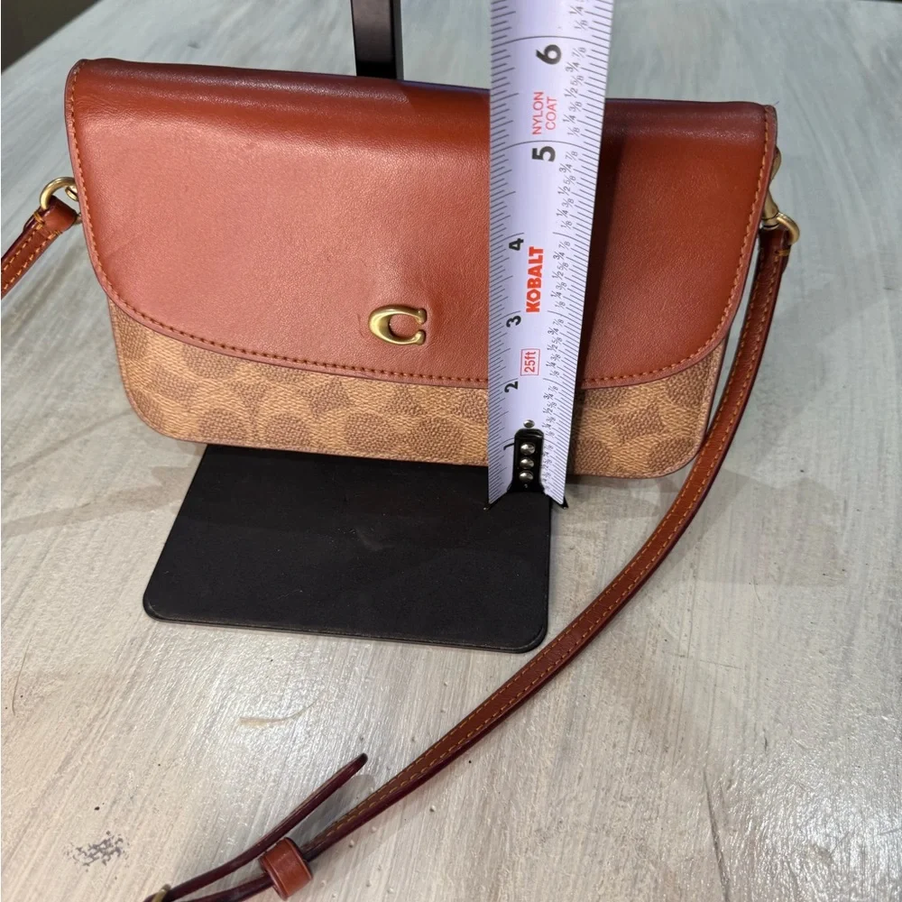 Coach Brown Signature Canvas and Leather Crossbody with Gold 'C'